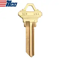 ILCO SC4 Metal Head Key Blank Schlage Brass Finish
