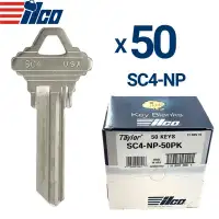 ILCO Metal Head Key Blank Nickel Plated Finish Schlage 6-Pin SC4-NP Pack of 50