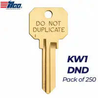 ILCO DND-KW1 Do Not Duplicate KW1 Key Blanks – Brass, 250 Pack