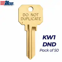 ILCO DND-KW1 Do Not Duplicate KW1 Key Blanks – Brass, 50 Pack