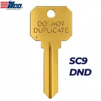 ILCO DND-SC9 Do Not Duplicate SC9 Key Blanks – Brass
