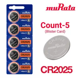 Murata 5-Count CR2025 Lithium Batteries, 3V Coin Cell (Blister Card)