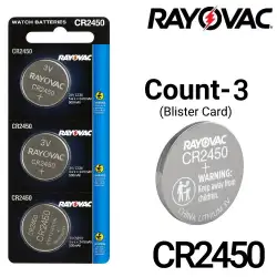 Rayovac 3-Count CR2450 Lithium Batteries, 3V Coin Cell (Blister Card)