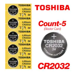 Toshiba 5-Count CR2032 Lithium Batteries, 3V Coin Cell Blaster Card