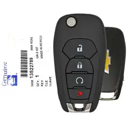2019-2022 Chevrolet Trax Flip Remote Key 13522789 LXP-T003 4 Button