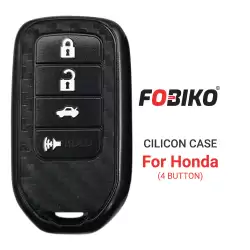 Silicon Cover for Honda Smart Remote Key 4 Button Carbon Fiber Style Black