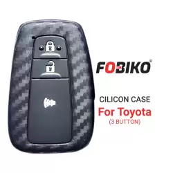 Silicon Cover for Toyota Smart Remote Key 3 Button Carbon Fiber Style Black