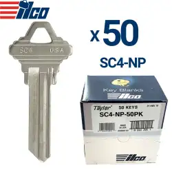 ILCO Metal Head Key Blank Nickel Plated Finish Schlage 6-Pin SC4-NP Pack of 50