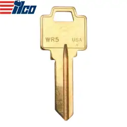 ILCO WR5 Metal Head Key Blank Brass Finish For Weiser Locks