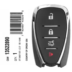 2021-2025 Chevrolet Camaro, Malibu Smart Remote Key 13522890 HYQ4ES 4 Button