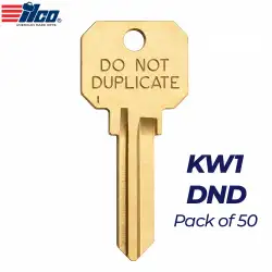ILCO DND-KW1 Do Not Duplicate KW1 Key Blanks – Brass, 50 Pack