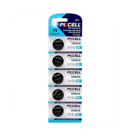 PKCELL CR2016 3 Volt Lithium Battery 5-Pack, Long Lasting Batteries - Key4