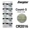 Energizer 5-Count CR2016 Lithium Batteries, 3V Coin Cell (Blister Card)-0 thumb