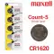 Maxell 5-Count CR1620 Lithium Batteries, 3V Coin Cell (Blister Card)-0 thumb