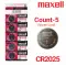Maxell 5-Count CR2025 Lithium Batteries, 3V Coin Cell (Blister Card)-0 thumb