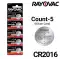 Rayovac 5-Count CR2016 Lithium Batteries, 3V Coin Cell (Blister Card)-0 thumb