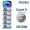 5-Count CR1220 Lithium Batteries, 3V Coin Cell (Blister Card)-0 thumb