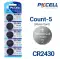 5-Count CR2430 Lithium Batteries, 3V Coin Cell (Blister Card)-0 thumb