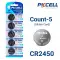 5-Count CR2450 Lithium Batteries, 3V Coin Cell (Blister Card)-0 thumb