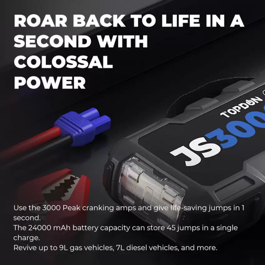 High Quality TOPDON JUMPSURGE3000 JS3000 Jump Starter Battery Booster USB Charger 24000mAh Powerbank