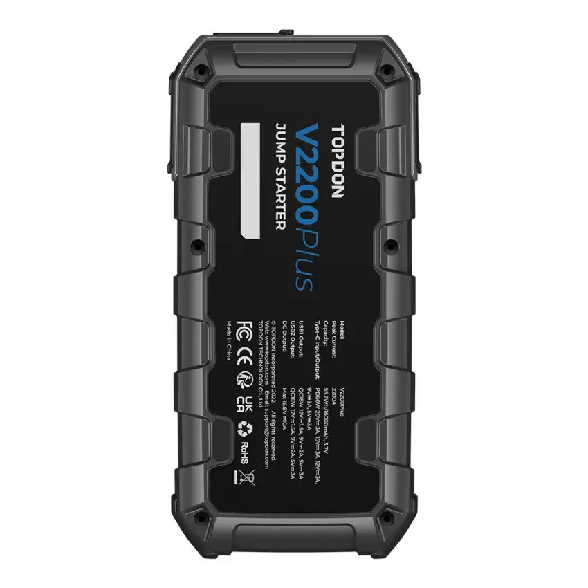 V2200Plus Portable Jump Starter W/ Bluetooth Battery Tester TOPDON