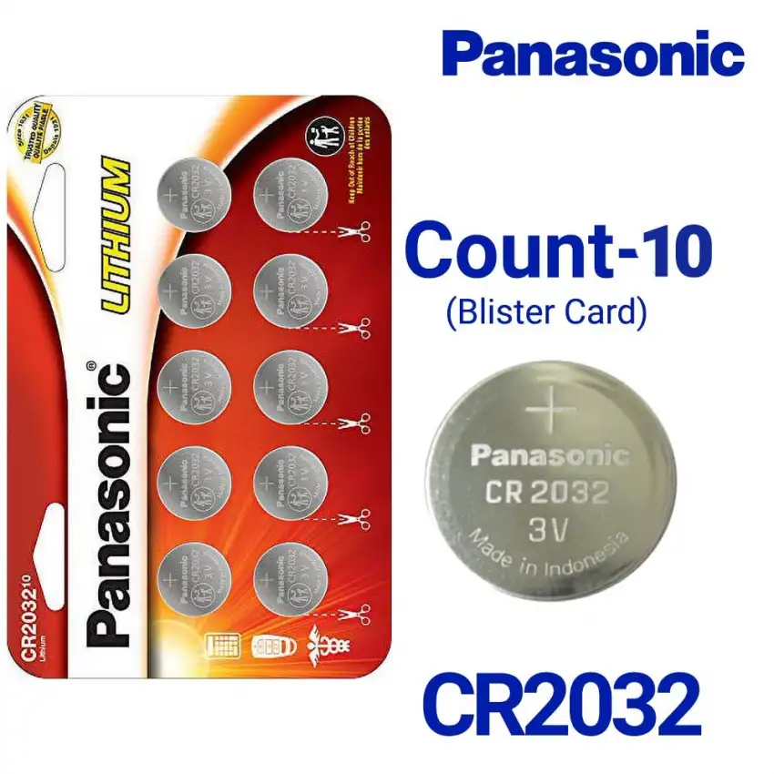 Panasonic 10-Count CR2032 Lithium Batteries, 3V Coin Cell (Blister Card)