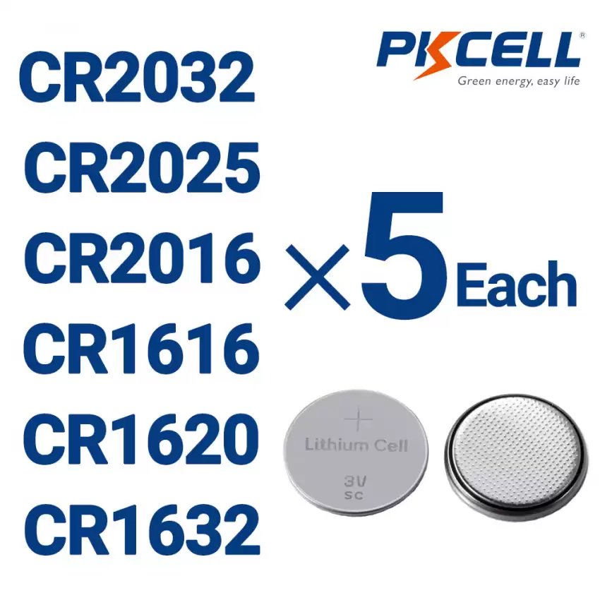Set of 3V Lithium Battery CR2032 CR2025 CR2016 CR1616 CR1620 CR1632 5 Each