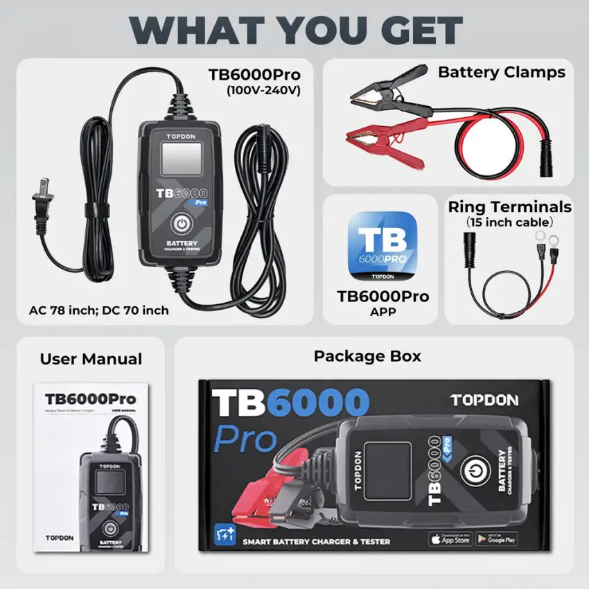 TB6000Pro Battery Charger and Tester from TOPDON
