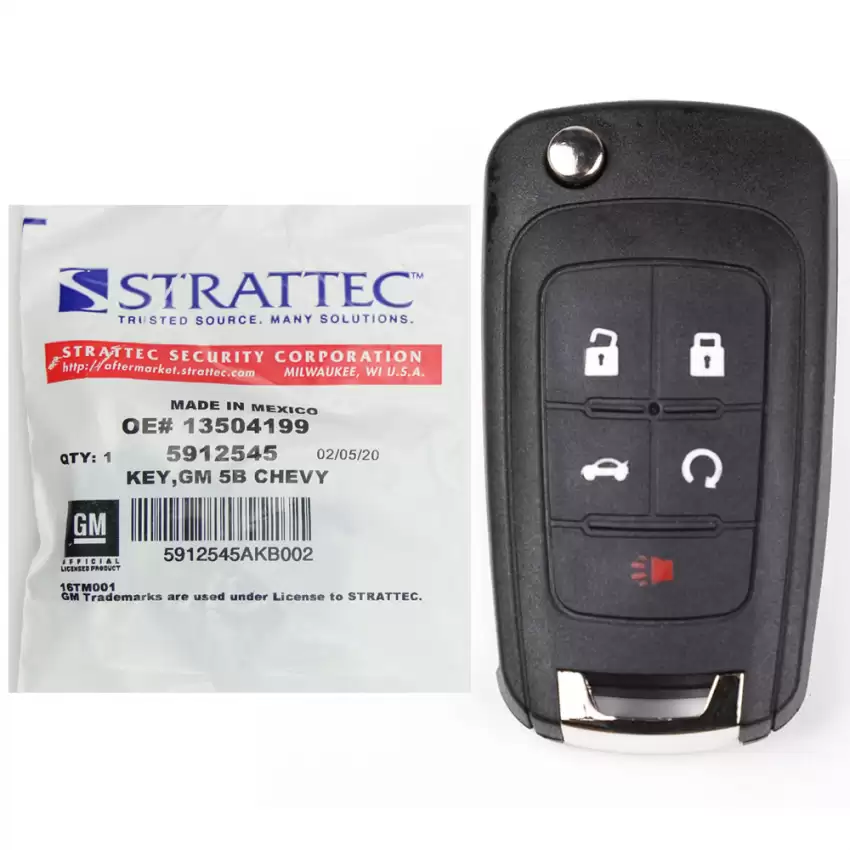 Stattec 5912545 Keyless Flip Remote for Chevrolet 5 Button