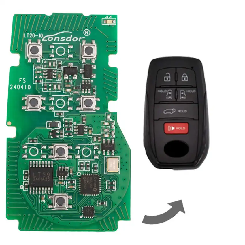 Lonsdor LT20-10-6 Toyota 8A-BA PCB Board 6 Button Smart Key PCB Switchable Frequency