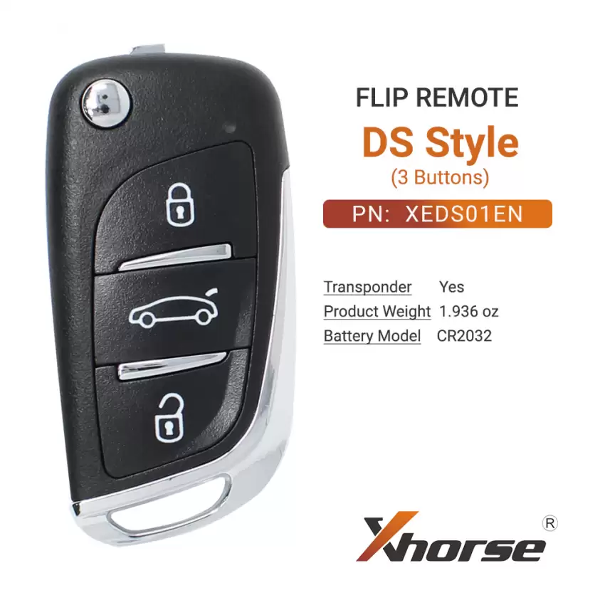 Xhorse Super Flip Remote Key DS Style 3 Buttons XEDS01EN - CR-XHS-XEDS01EN  p-2