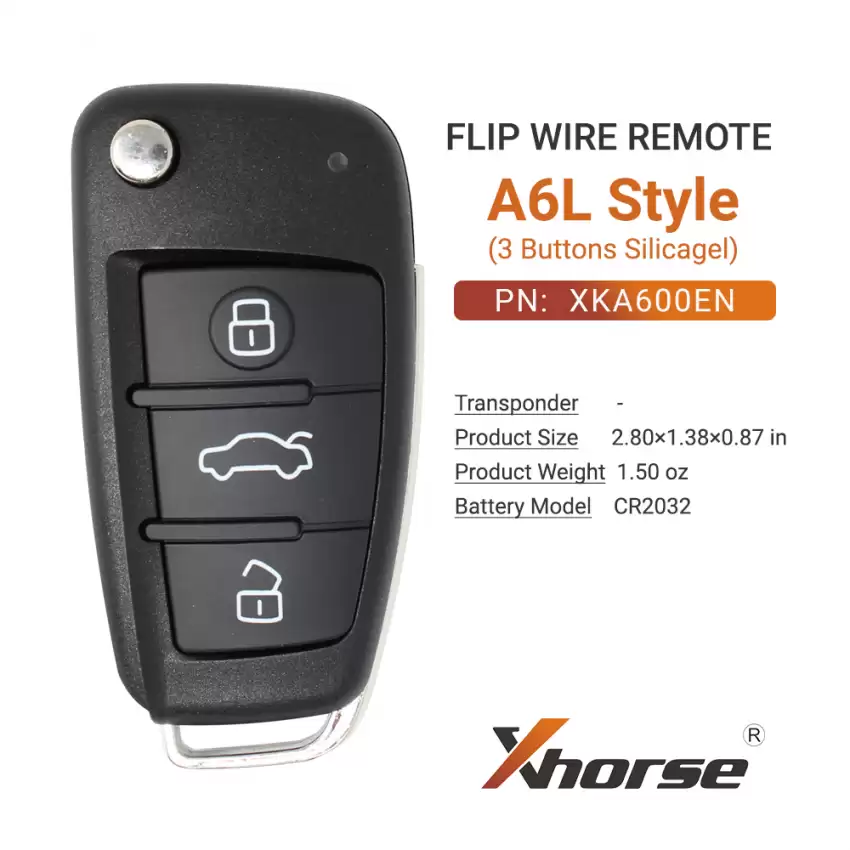 Xhorse Wire Flip Remote A6L Style Silicagel 3 Buttons  XKA600EN - CR-XHS-XKA600EN  p-2