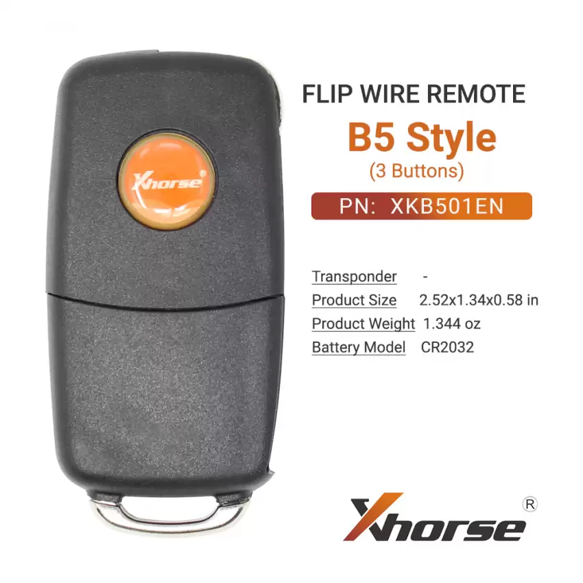 Xhorse Wire Flip Remote Key B5 Style 3 Buttons XKB501EN - CR-XHS-XKB501EN  p-5