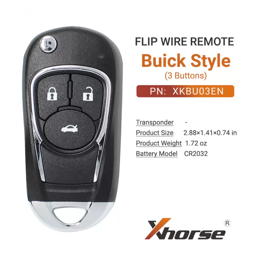 Xhorse Wire Flip Remote Key Buick Style 3 Buttons XKBU03EN - CR-XHS-XKBU03EN  p-2