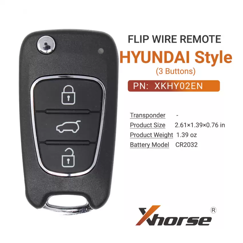 Xhorse Wire Flip Remote Hyundai Style 3 Buttons XKHY02EN - CR-XHS-XKHY02EN  p-2