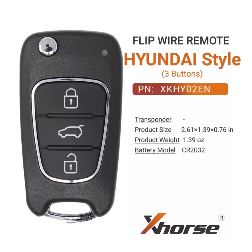 Xhorse Wire Flip Remote Hyundai Style 3 Buttons XKHY02EN - CR-XHS-XKHY02EN  p-3