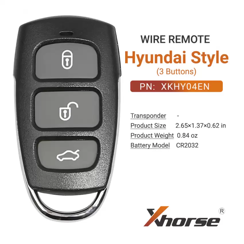 Xhorse Universal Wire Remote Key Hyundai Style 4 Buttons XKHY04EN with Trunk Button