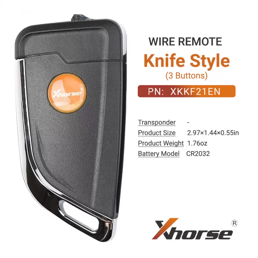 Xhorse Wired Flip Remote Key Knife Style 3 Buttons XKKF21EN - CR-XHS-XKKF21EN  p-4