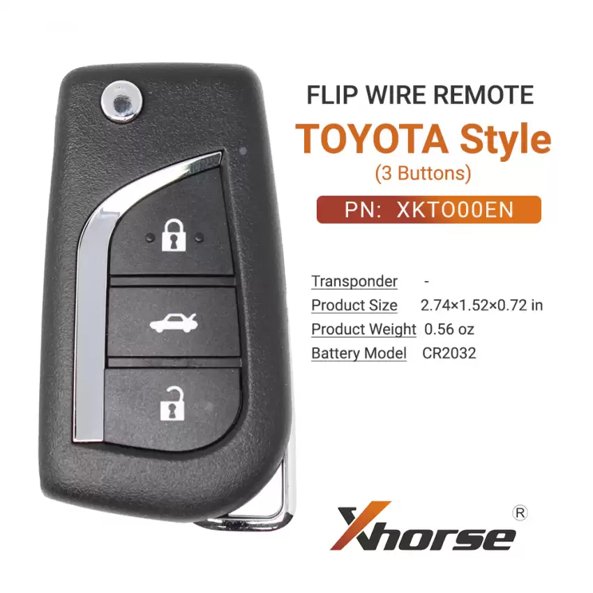 Xhorse Wire Flip Remote Key Toyota Style 3 Buttons XKTO00EN - CR-XHS-XKTO00EN  p-3