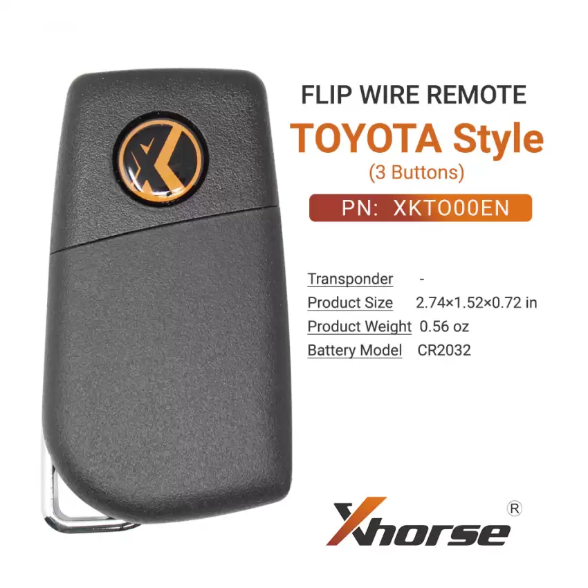 Xhorse Wire Flip Remote Key Toyota Style 3 Buttons XKTO00EN - CR-XHS-XKTO00EN  p-4