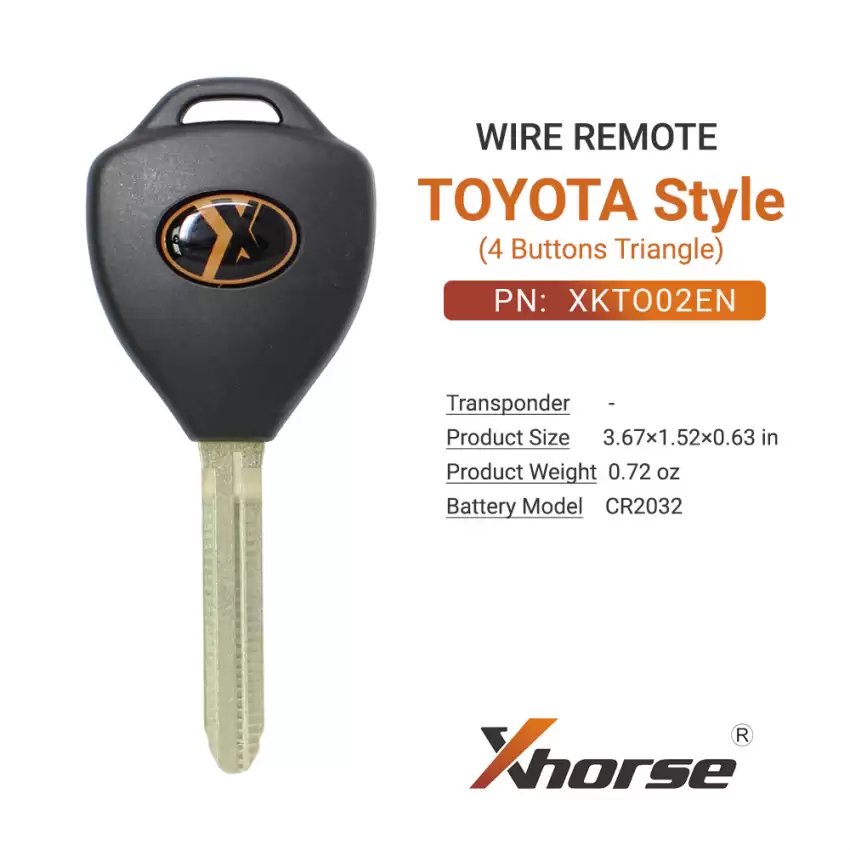Xhorse Wire Flip Remote Key Toyota Style Triangle 4 Buttons XKTO02EN - CR-XHS-XKTO02EN  p-4