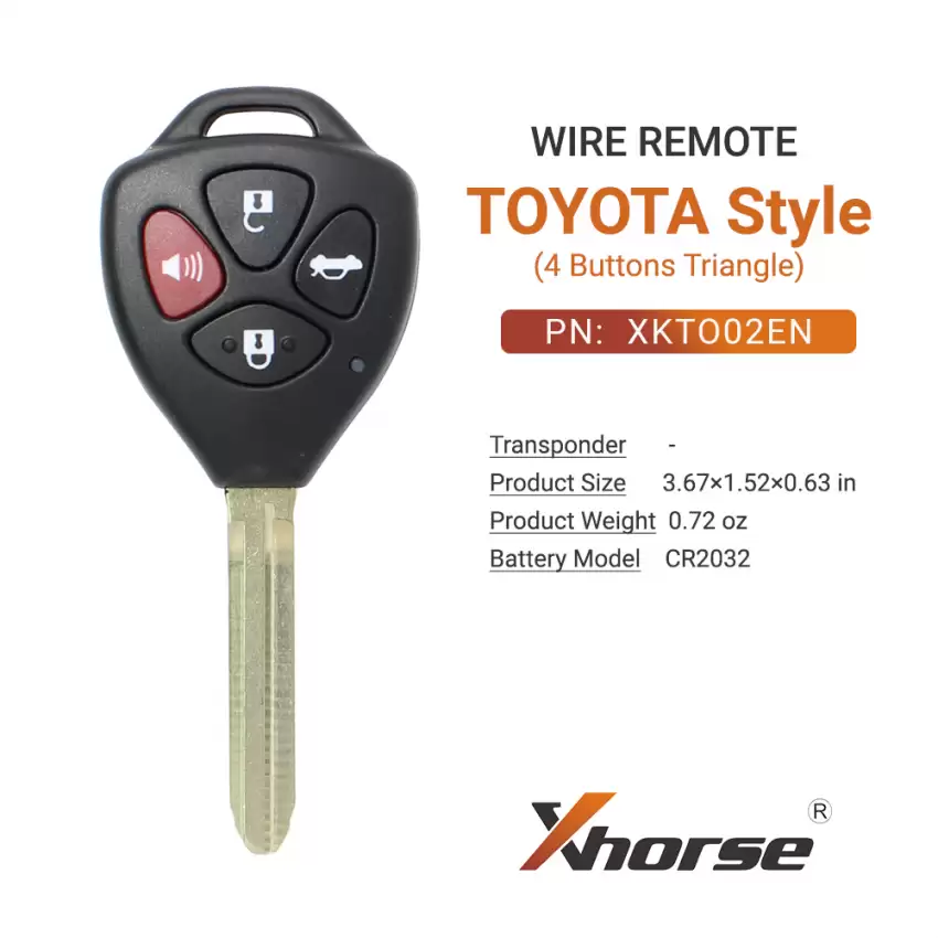 Xhorse Wire Flip Remote Key Toyota Style Triangle 4 Buttons XKTO02EN - CR-XHS-XKTO02EN  p-3
