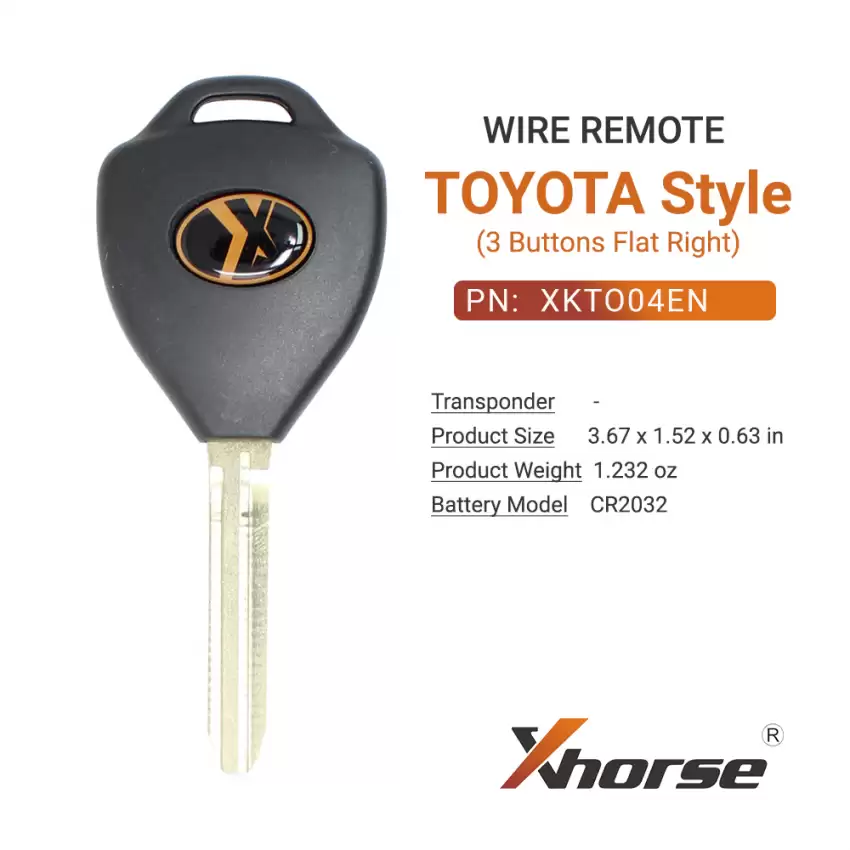 Xhorse Wire Remote Key Toyota Style Flat Right 3 Buttons  XKTO04EN - CR-XHS-XKTO04EN  p-4