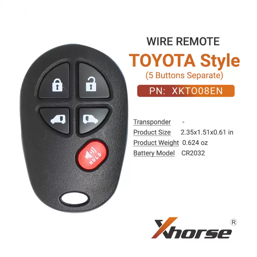 Xhorse Wire Remote Key Toyota Style Separate 5 Buttons XKTO08EN - CR-XHS-XKTO08EN  p-3