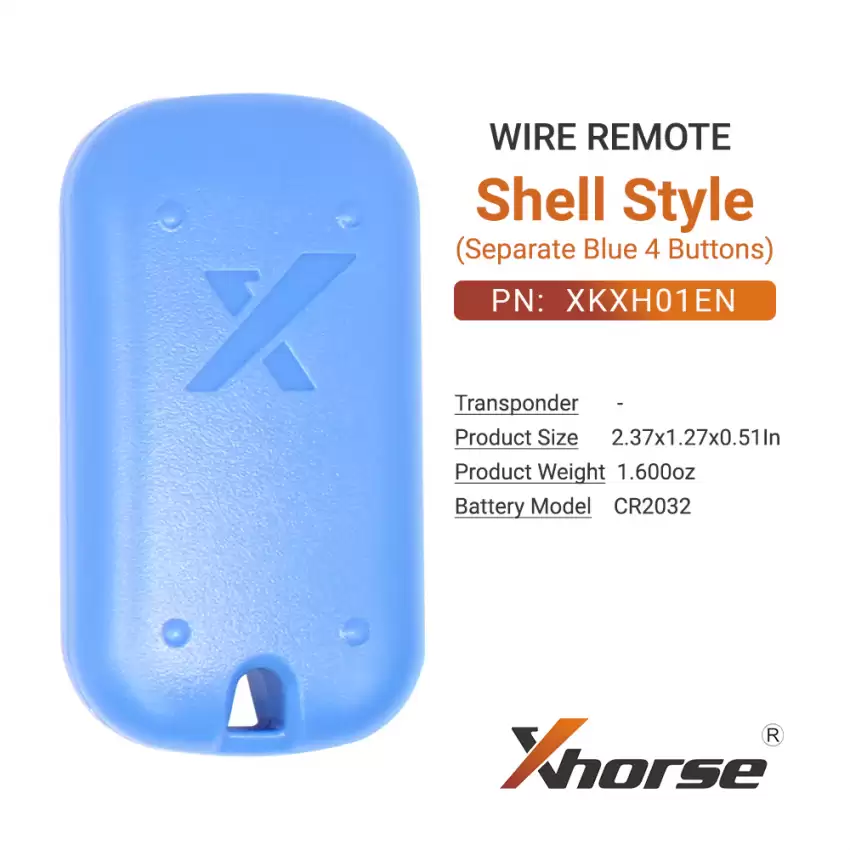 Xhorse Wire Remote Key Shell Style Separate Blue 4 Buttons XKXH01EN - CR-XHS-XKXH01EN  p-2