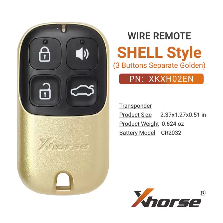 Xhorse Wire Remote Shell Style Separate Golden 4 Buttons XKXH02EN - CR-XHS-XKXH02EN  p-2