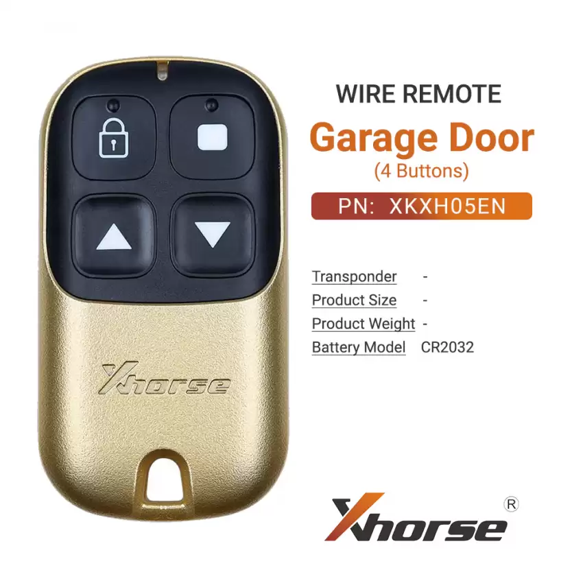 Xhorse Universal Wired Remote Key Garage Door 4 Buttons Golden Color XKXH05EN - CR-XHS-XKXH05EN  p-2