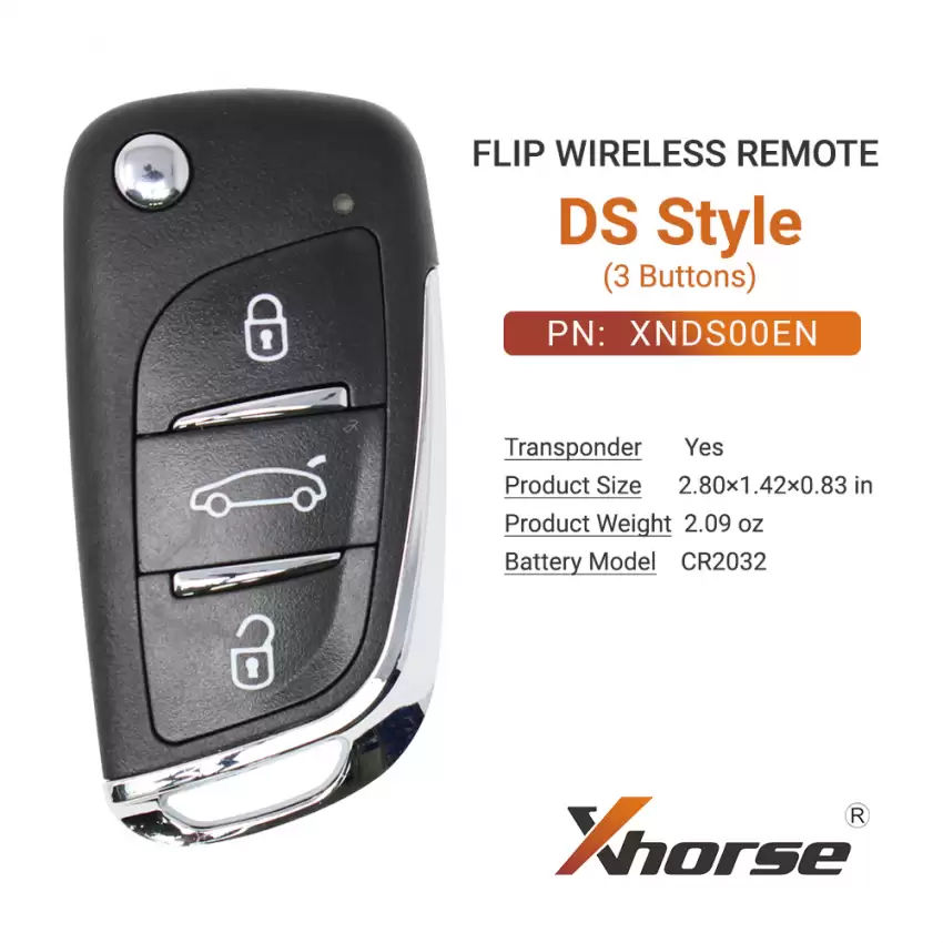 Xhorse Wireless Flip Remote Key DS Style 3 Buttons XNDS00EN - CR-XHS-XNDS00EN  p-3