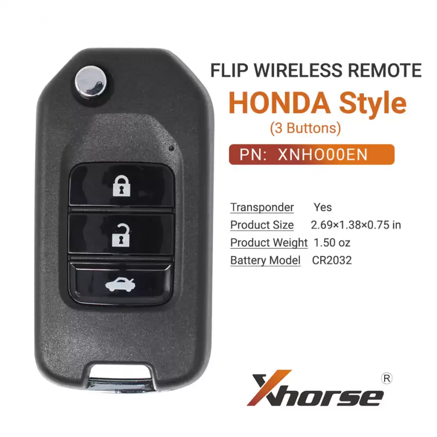Xhorse Wireless Flip Remote Key Honda Style 3 Buttons  XNHO00EN - CR-XHS-XNHO00EN  p-2