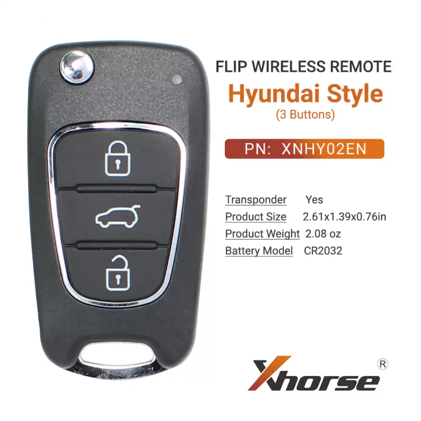 Xhorse Wireless Flip Remote Key Hyundai Style 3 Buttons XNHY02EN - CR-XHS-XNHY02EN  p-3